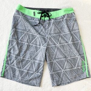 EUC! Hurley Mens Phantom Sideways Board Shorts Swim Trunks Wolf Grey Green Sz 30